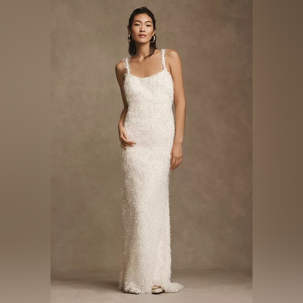 TADASHI SHOJI TESSA SHAG SLIP GOWN Size M Anthropologie